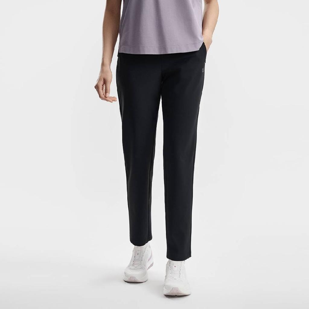 FILA Fitness Solid Color Mid Waist Elastic Knitted Sports Pants Women bottoms A11W621604F-BK
