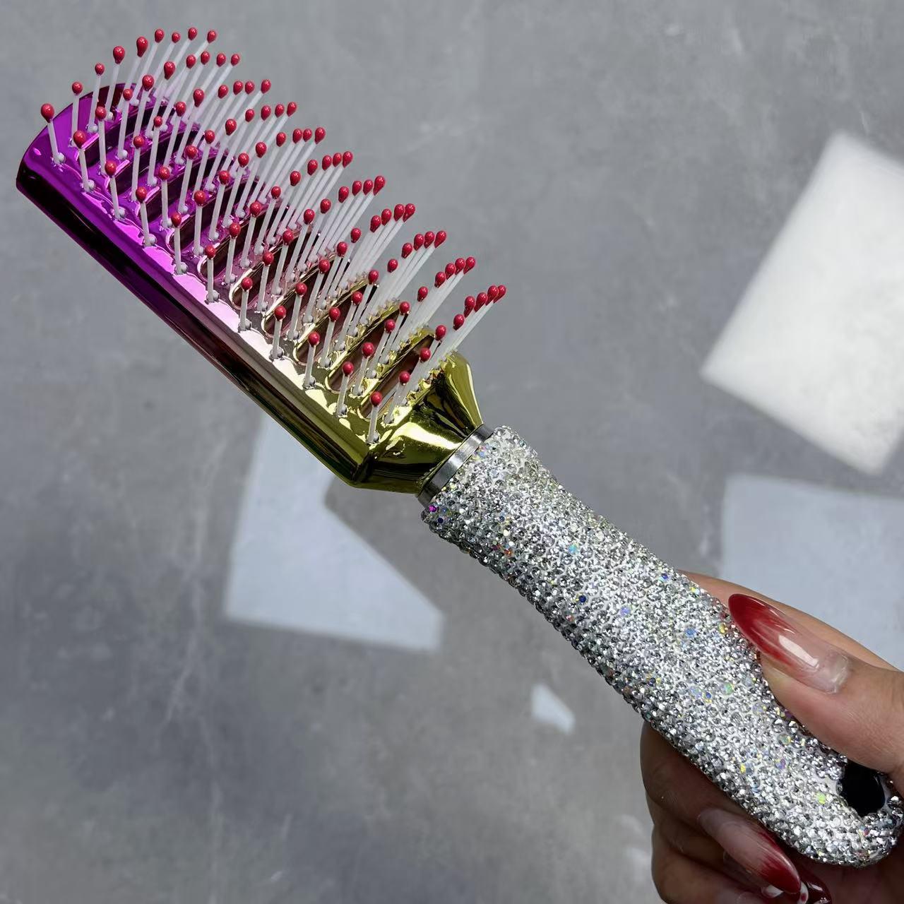 

Белый бриллиант Массажная расческа с длинной ручкой - Против выпадения волос, Большой размер, Гальванизированная парикмахерская расческа для женщин