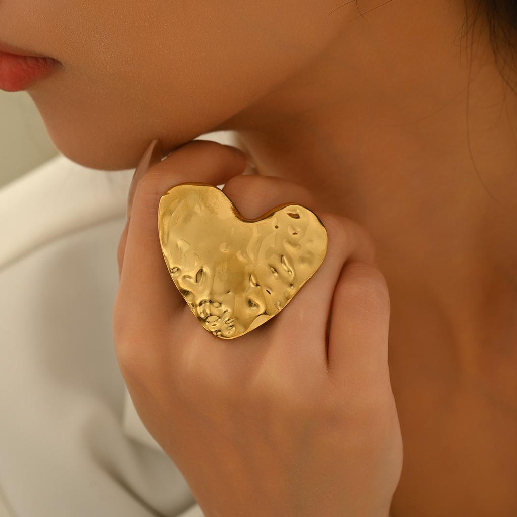 Hot-selling Women's Rings, Niche Concave-convex Pleated Design, Love Open Ring, Versatile and Advanced Sense