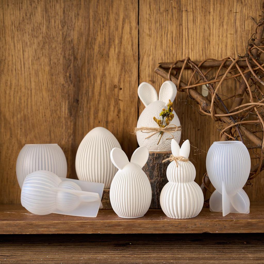 Easter Egg Rabbit Aromatherapy Candle Silicone Mold Creative DIY Dispensing Gypsum Ornament Mold