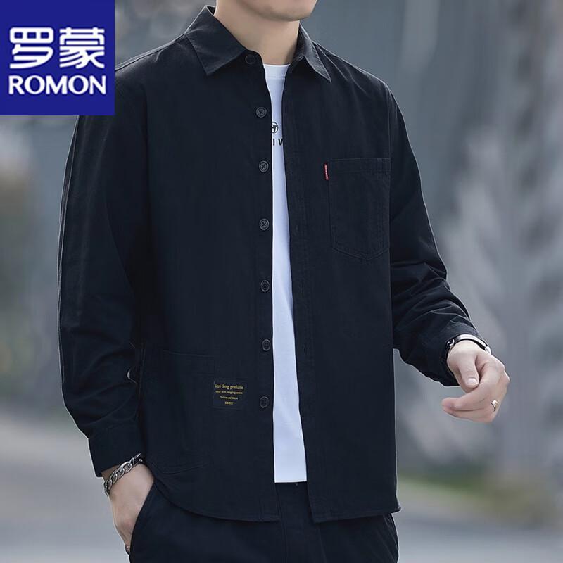 ROMON Men's Long Sleeve Casual Work Shirt