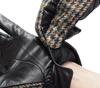 Smartphone Compatible Harris Tweed Leather Combination Brushed Case Gray Houndstooth Belt [Sleeping Sheep] Men's Gloves, Lining, 24cm, Included,