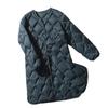 Große Damen Herbst und Winter Lockere literarische Stehkragen Solide Rautenkaro Mittellange Knielange warme Daunenjacke