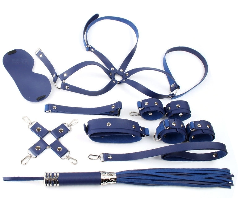 Coffret Bondage Sm Obedience 10 Pièces Bleu - KinkHarness - Kit SM