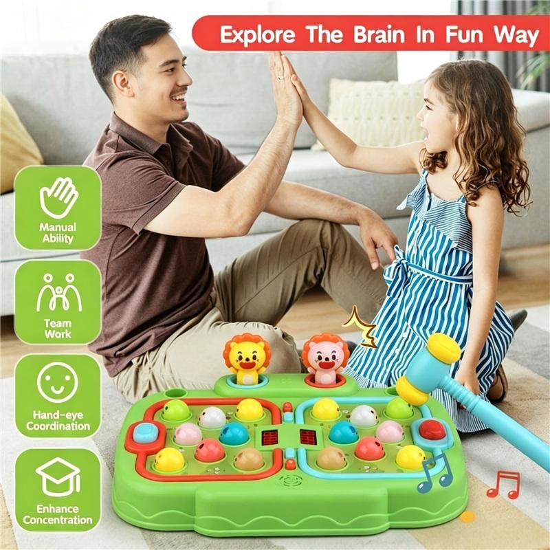 Hammer hamster game for toddlers, toys for boys and girls, interactive educational toys with sound and light for children
