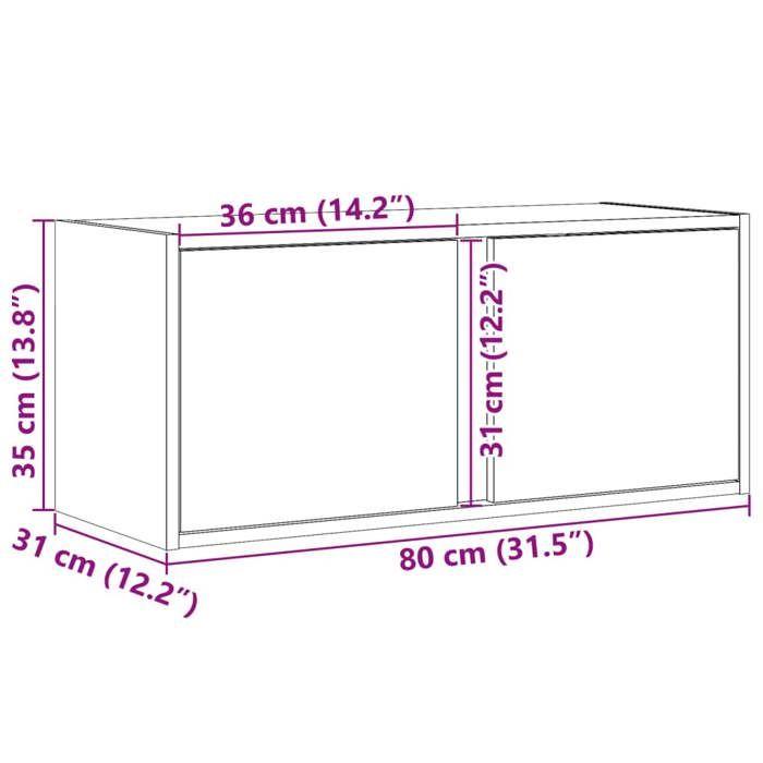 VidaXL Meuble TV mural avec lumières LED blanc 80x31x35 cm, meuble TV suspendu au mur, unité TV flottante, support TV mural, 852257