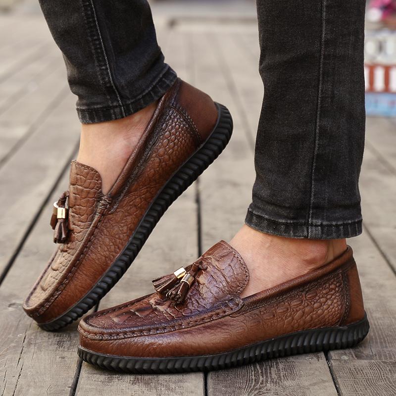 Módní Pánské klasické kožené boty Britský styl Vysoce kvalitní společenské boty Oxfords Originální kožené boty pro volný čas