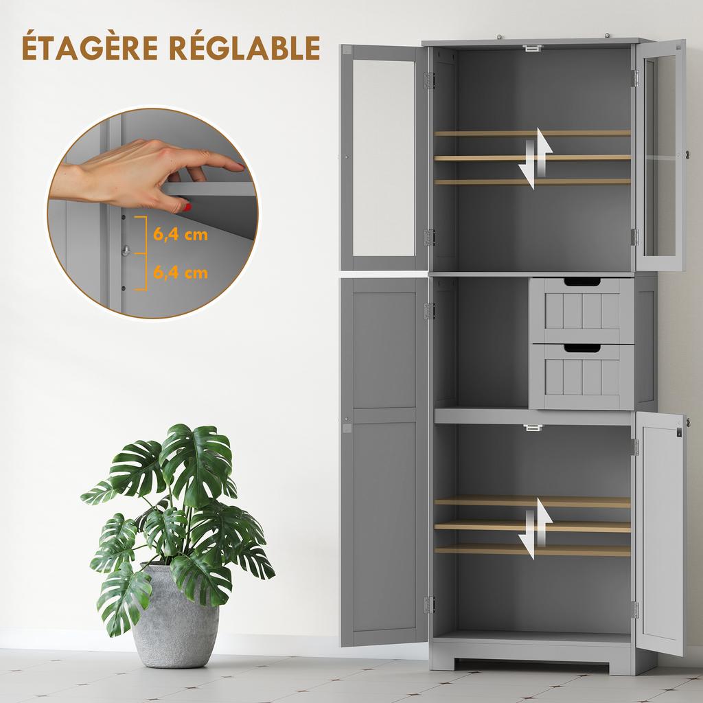 Tall Bathroom Cabinet, 60 x 30 x 170 cm, Grey