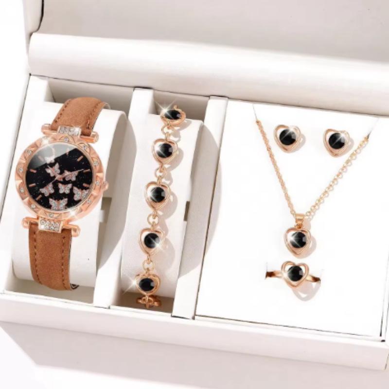 2024 TEUM Korean Style Leather Ladies Quartz Watch with Rhinestone Jewelry