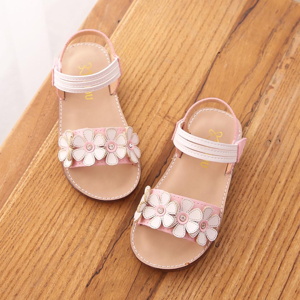 Summer Toddler Child Kids Baby Girls Flower Woven Floral Princess Shoes Sandals