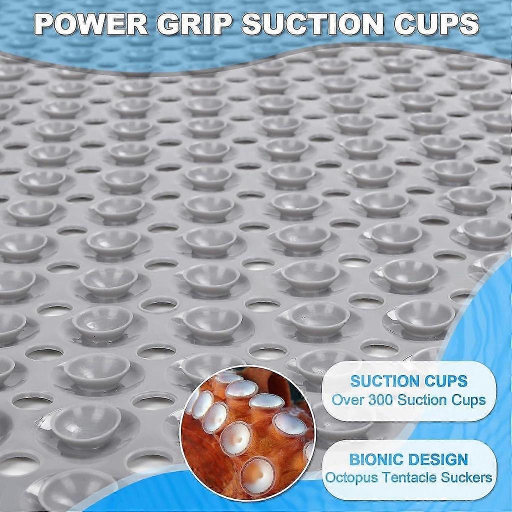Non-Slip Bathtub Mat, Anti-Bacterial Shower Mat, Extra Long,100  40CM/ 40"  16", Strong Suction Cups,  Machine Washable