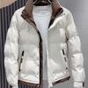 Men's Korean Style Stand Collar White Duck Down Jacket - Thick and Warm