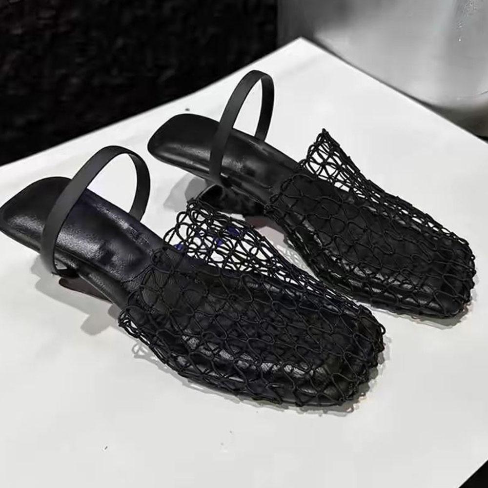 Brand New Summer Trendy Mesh Sexy Party Women Sandals Fashion Hollow Out Walking Comfy Women Mule Shoes Dropship