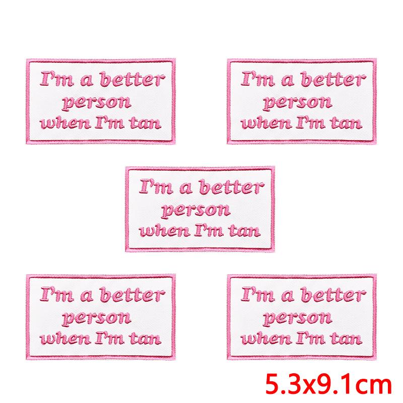 10pcs /Lots Pink Cartoon English Letter Embroidered Patches Diy Jackets Backpack Sew Badges Iron On Patches For Clothing Stickers 