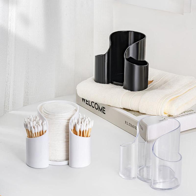 Wattestäbchenspender 2 Fächer Wattebällchen, Wattestäbchen, Rundpadhalter Für Badezimmerbehälter Organizer, Kunststoff
