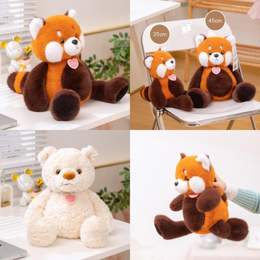Adorable Lazy Bear Raccoon Plush Toy Soft Stuffed Animal Doll For Girls Gift 35cm 45cm
