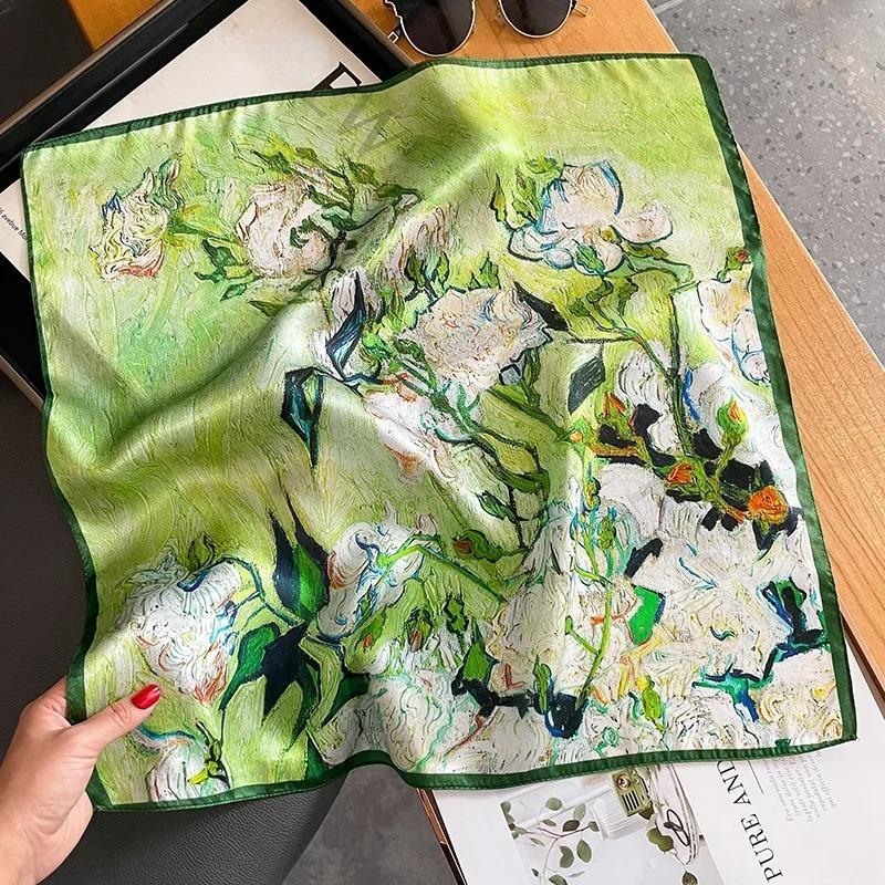 Nature Silk Neck Scarves Lady Foulard Lovely Strawberry Print Real Silk Square Scarf for Women Bag Ribbon Hairband Kerchief