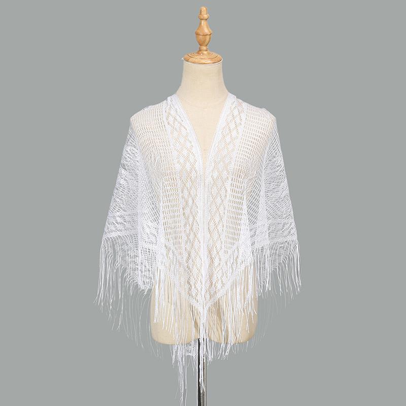Pure Color Lace Triangle Scarf Women Evening Dresses Shawl Hollow Mesh Bridal Bridesmaid Wedding Party Shawl Lady Capes Wraps