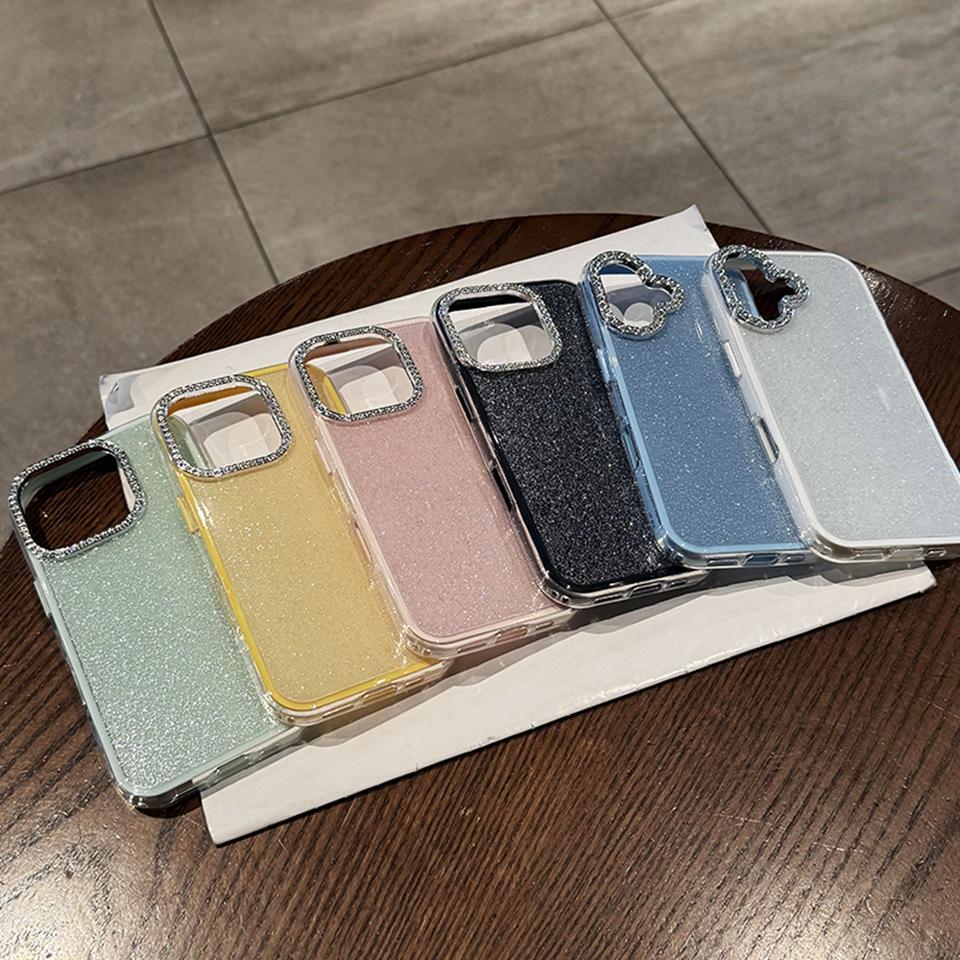 Transparent Silicone Phone Case For iPhone 16 15 14 13 12 11 Pro Max Plus Clear  Bling Glitter Protector Shockproof Cover