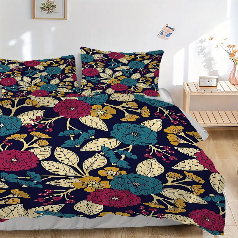 3pcs Floral Pattern Bedding Set, Includes Without Pillow Inserts, Soft Comfortable Bedding Set,All-Season Use A0924054