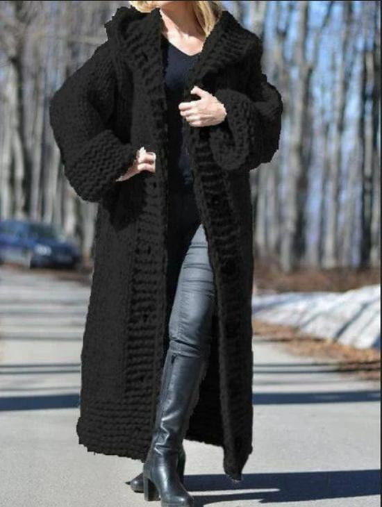 Women's 2025 Winter Hooded Knit Cardigan Sweater Coat