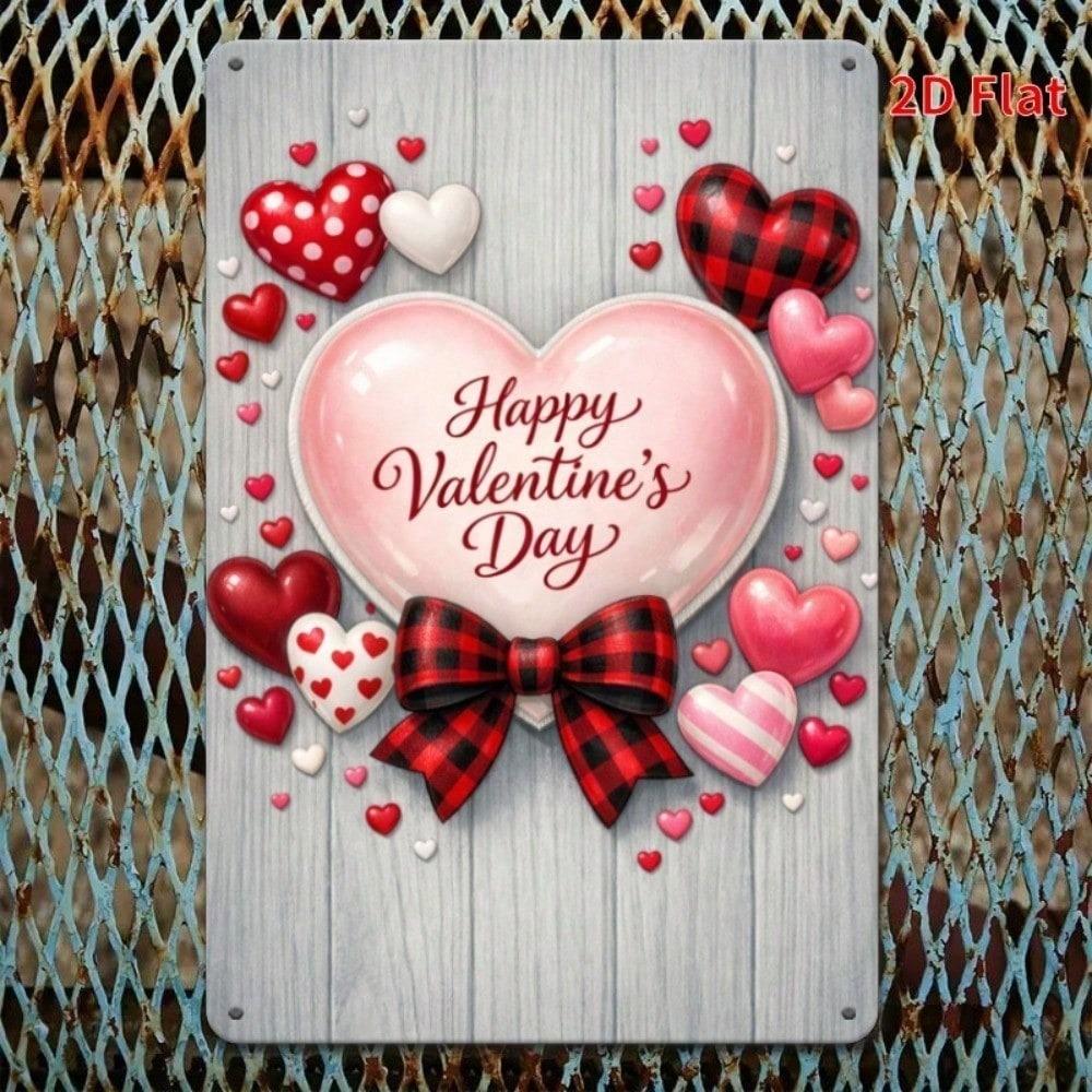 Vintage Heart Metal Plaque Waterproof Wall Art Romantic Valentine Decor
