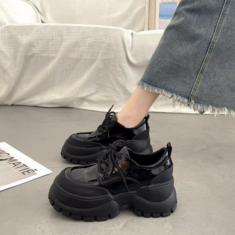 

Черные туфли на высокой платформе, женские туфли Мэри Джейн из японской лакированной кожи, женские панк-туфли на толстом каблуке, туфли в стиле Лолита, женский стиль 35 чёрный