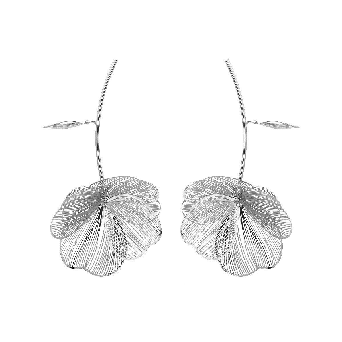 

Преувеличенные европейские и американские металлические серьги-цветы - роскошный летний дизайн для женщин серебряный