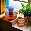 Heat-Resistant Glass 400ML Glass Teapot with 4 Glass Teacups and Tea Infuser for Loose Leaf Tea Lead-free Tea Maker Teaware Set