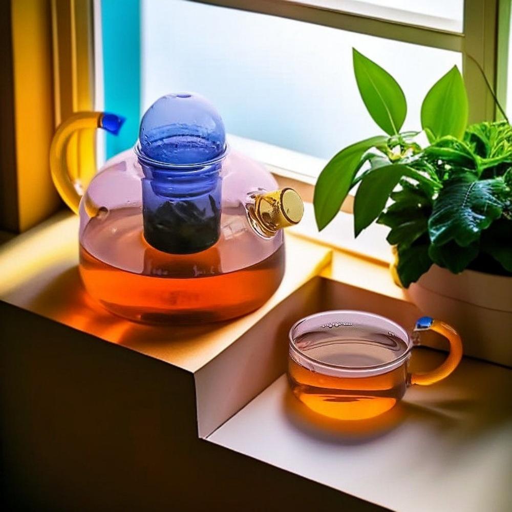 Heat-Resistant Glass 400ML Glass Teapot with 4 Glass Teacups and Tea Infuser for Loose Leaf Tea Lead-free Tea Maker Teaware Set