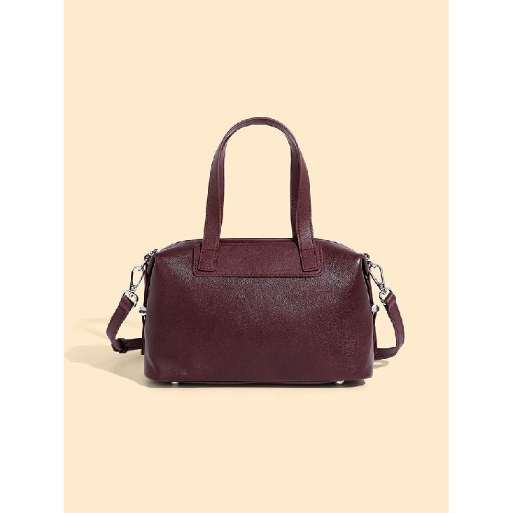 Vintage Boston Women's Bag Large Capacity Handbag Cowhide Bag Single Shoulder Crossbody Vegetable Tanned Cowhide Genuine Leather Texture Handbag