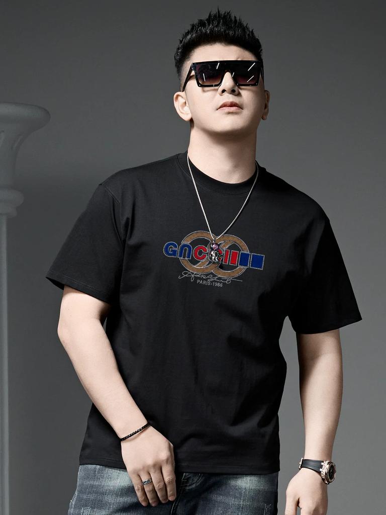 Ozhouzhan Men's High End T-shirt 2025 New Short Sleeve Top Trendy Print T-shirt Summer Half Sleeve Bottoming Shirt