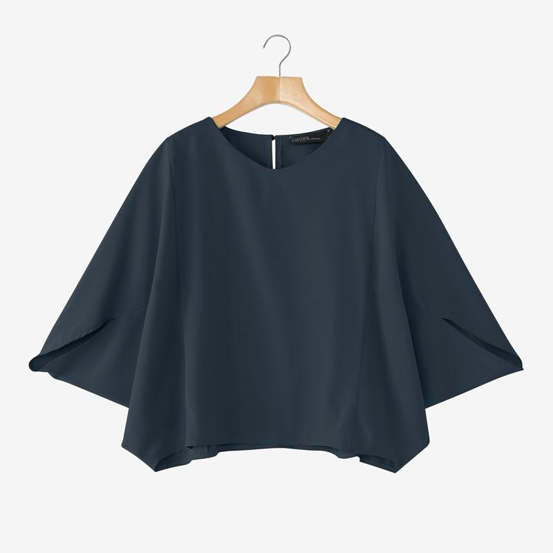 

ZANZEA Женская повседневная блузка с круглым вырезом и рукавом 3/4 5XL темно-синий