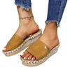 Foreign Trade Large Size Women's Shoes European and American Summer New  Heel Hemp Rope Slippers Women's Thick-soled Cool Slippers Women's Outer Wear