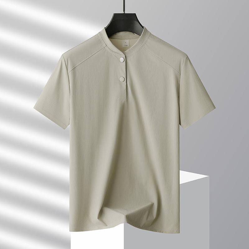 POLO Shirt Short Sleeved Men's Thin Stand Up Collar Quick Drying Loose T-shirt Ice Silk Breathable Upper Garment
