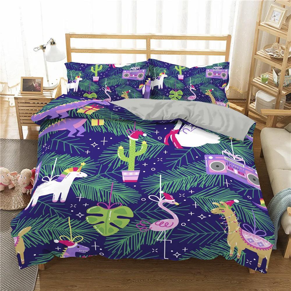 Cute Dinosaur Duvet Cover Kids 3D Cartoon Animal Bedding Set Full/Queen Microfiber Quilt Cover For Boy Girl Child Bedroom Decor