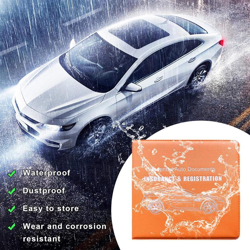 2PCS Car Registration Insurance Holder, 10.6&#34;×4.8&#34; Essential Auto Card Document Glove Box Organizer with Closure, Car Accessories for Driver