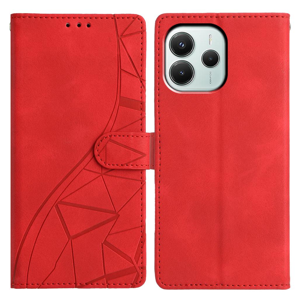 For Xiaomi Redmi Note 14 5G Case Wallet Stand Imprinted Triangle Pattern Leather Phone Flip Cover