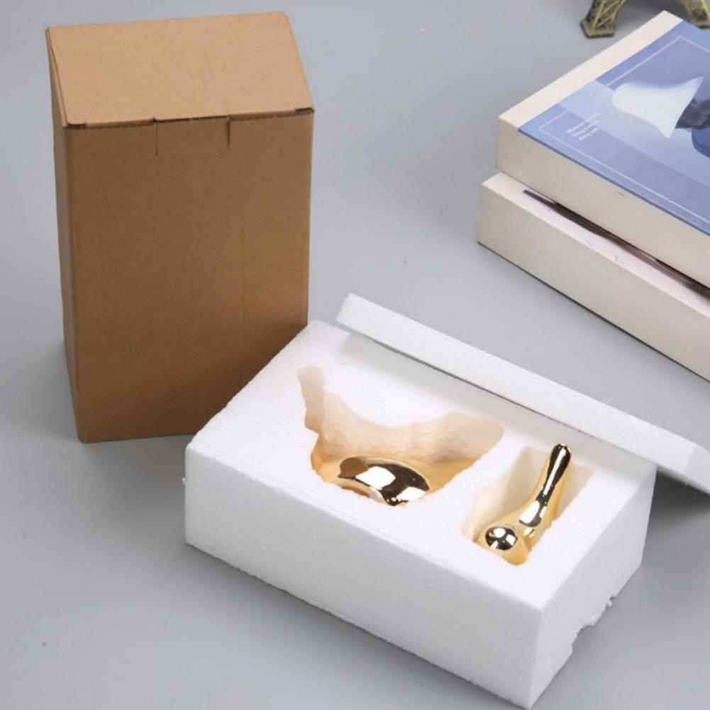 2pcs Ceramic Bird Ornaments Gold/Silver Color Blessing Birds Decoration