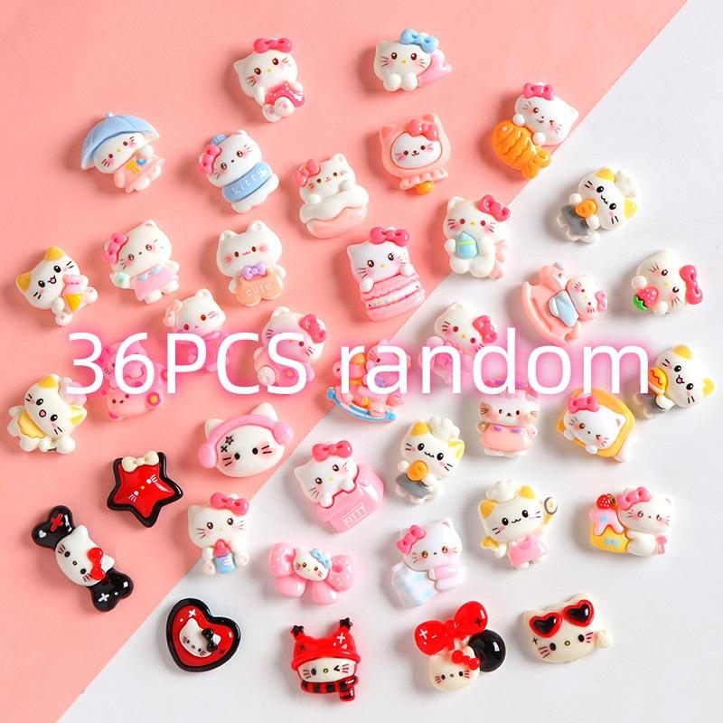 

36/180PCS Cartoon Cute Cat Series Resin Accessories Handmade DIY Cream Glue Phone Case Water Cup Refrigerator Adhesive Material