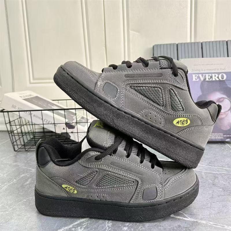Guochao INS Suede Patchwork Retro Men's Ulzzang Lightweight Trendy Skate Shoes