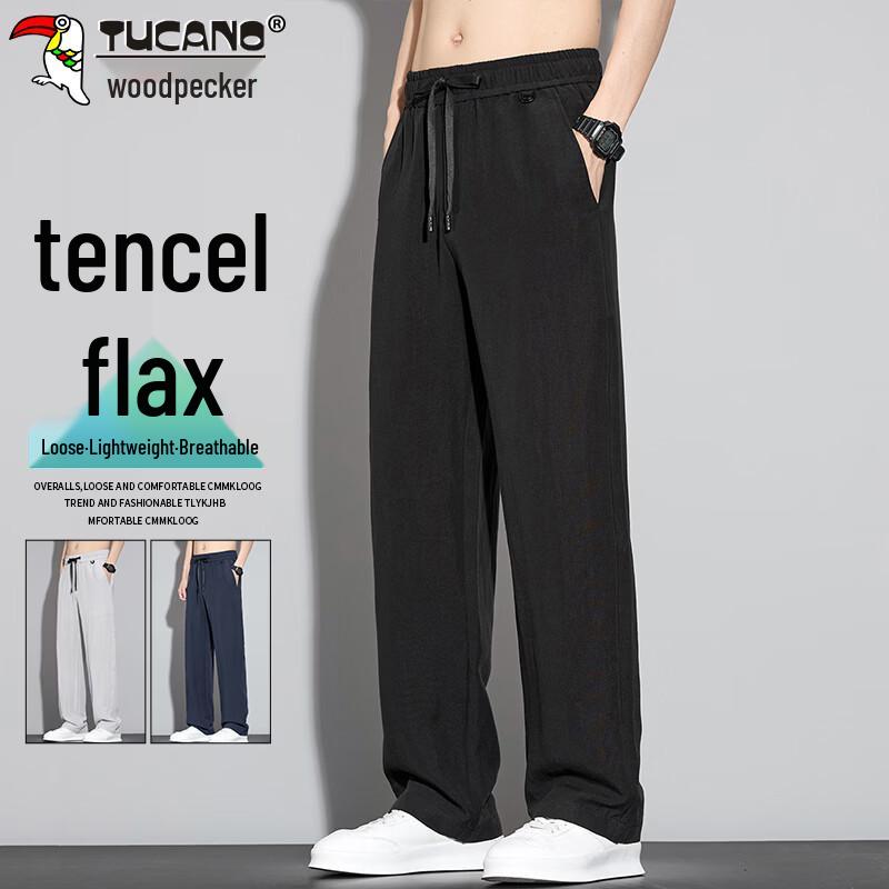 TUCANO Men's Summer Tencel Linen Blend Straight Casual Pants