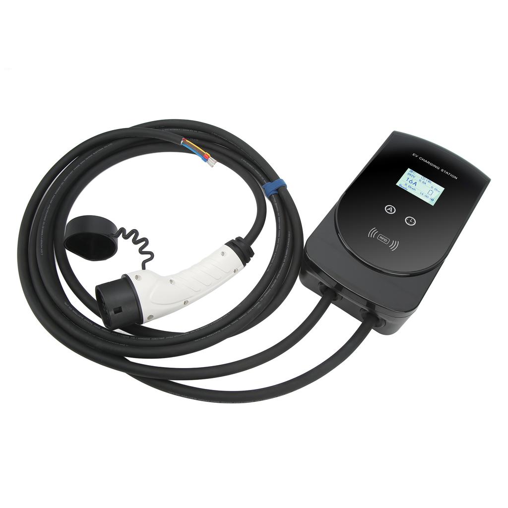 Type 2 Plug EV Charging Wall Station IEC 62196‑2 Connector 5m 220‑250V 3.5kW 16A Adjustable 2.8in LCD Screen