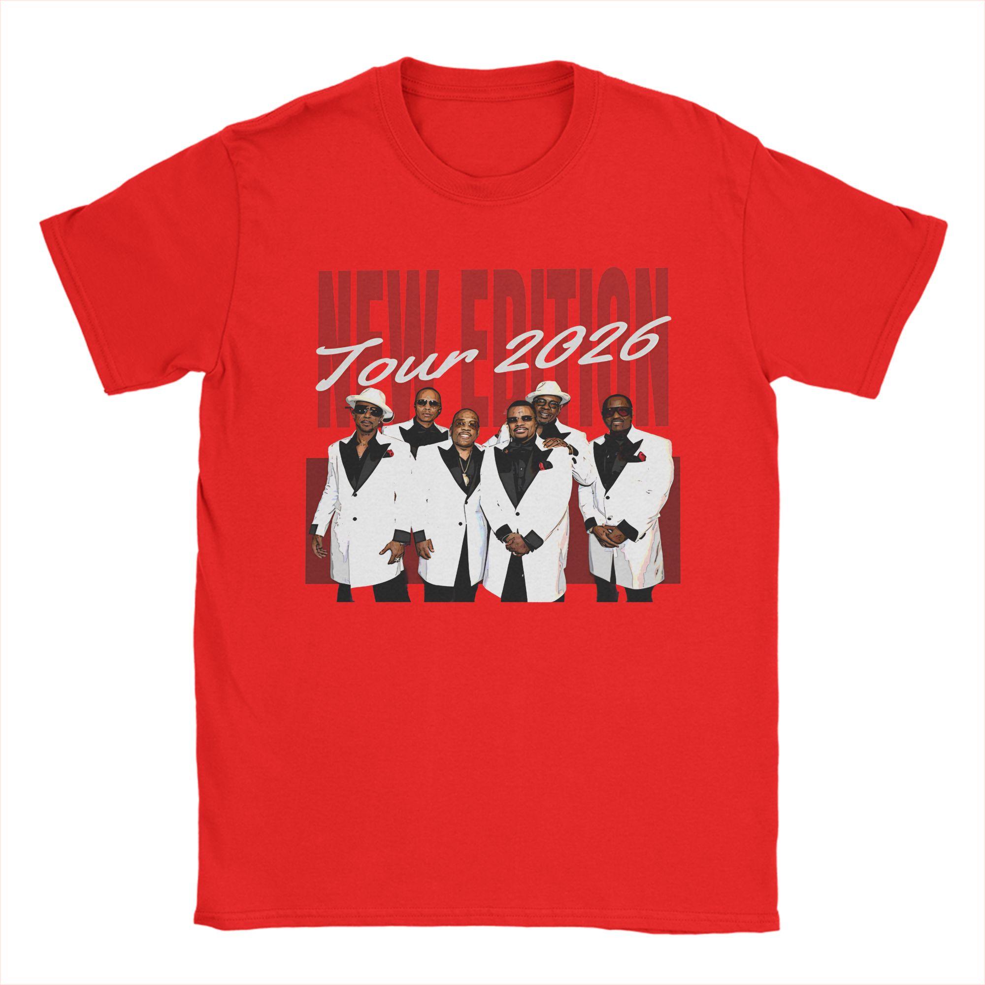 

New Edition Way Tour 2026 Vintage RB Concert Graphic Printing T Shirt for Men Women Pure Cotton Tee Shirt Clothing S