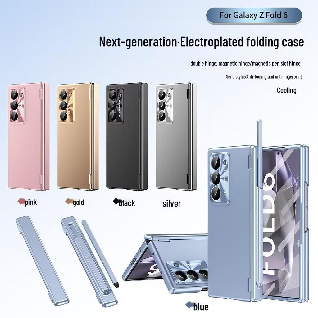 Compatible Samsung Z Fold7/6 Case with Dual Hinge Pen Slot, Pen Shell Film, Full Coverage, and Drop-proof Protection.
