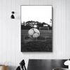 Black and White Soccer Ball Print Sports Poster Teen Boy Wall Art Canvas Pictures Home Soccer Sports Fan Games Room Modern Decor