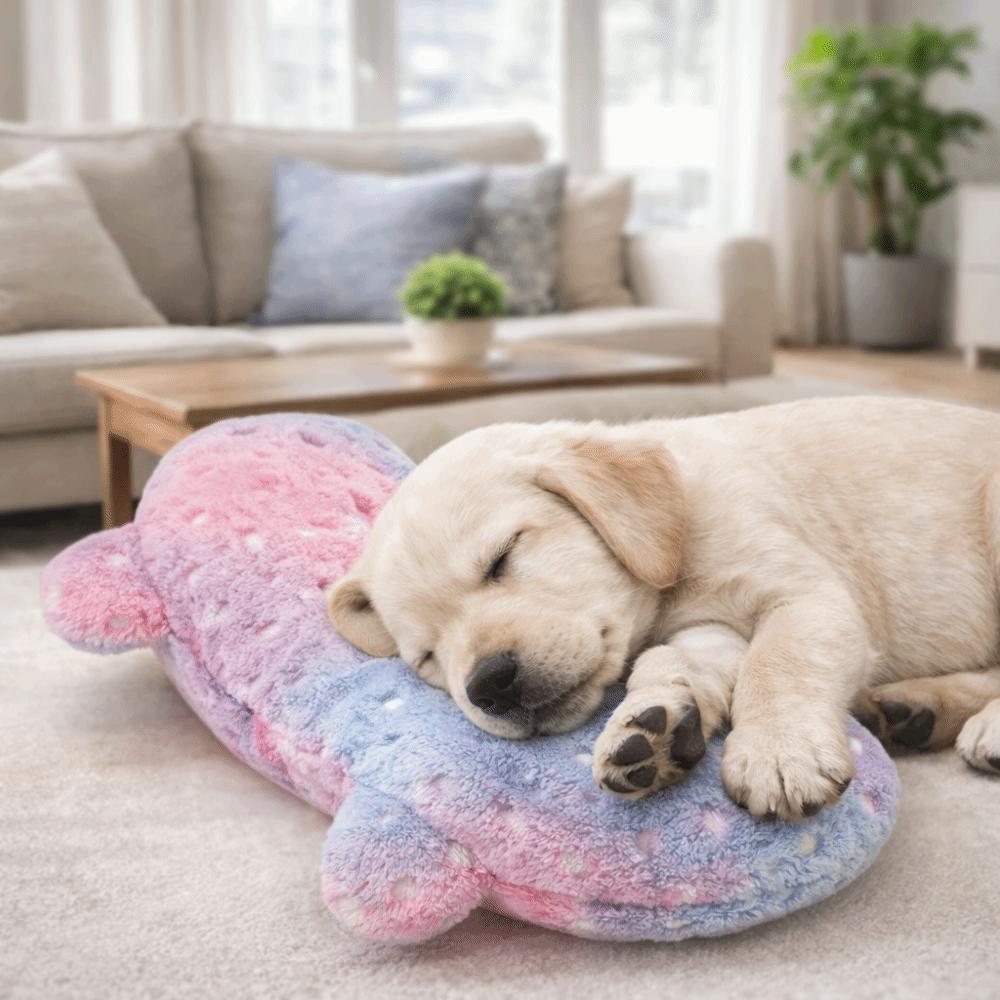 Plüschkatze Leuchtendes Kissen Mond Stern Hund Schlafmatte Cartoon Haustier Halbmondkissen Innen