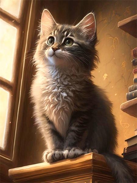 5D Diamond Painting Cat Full Round Mosaic Embroidery Animal Handmade Gift Home Decor