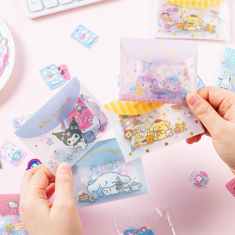 Sanrio Cartoon Paper Stickers: DIY Journal Decoration Pack with PVC Bag