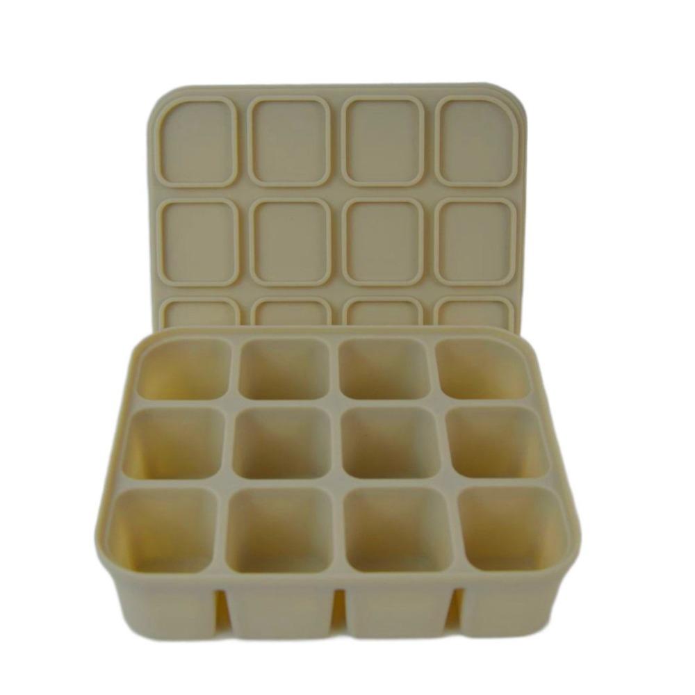 

Squared Shape Ice Cube Maker 4/6/12 Grid Baby Supplementary Food Mould Ice Cube Mold Soup Beige 12 Grid